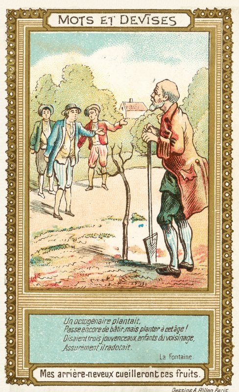 Mine oldebørn vil høste disse frugter (chromolitho) af French School