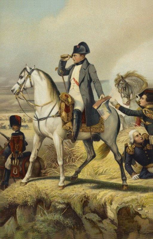Napoleon I ved Wagram (farvet litografi) af French School