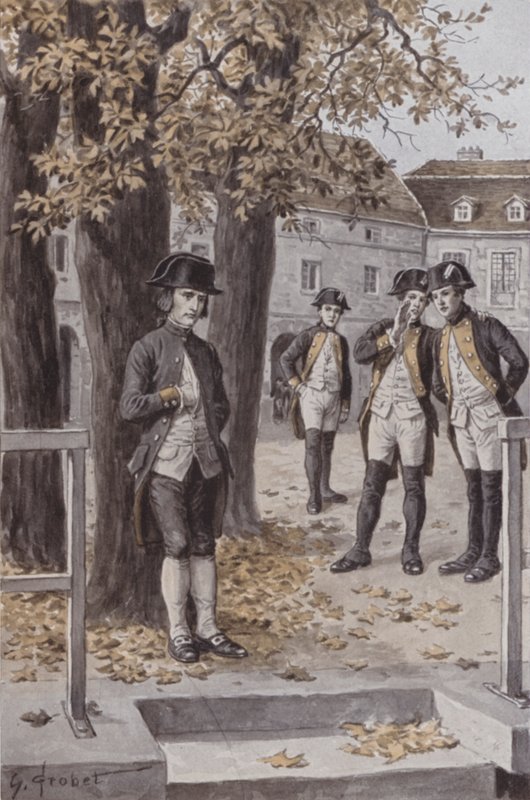 Napoleon på Ecole Militaire, Brienne (litografi) af French School