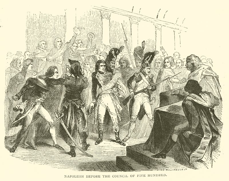 Napoleon foran rådet på fem hundrede (gravering) af French School