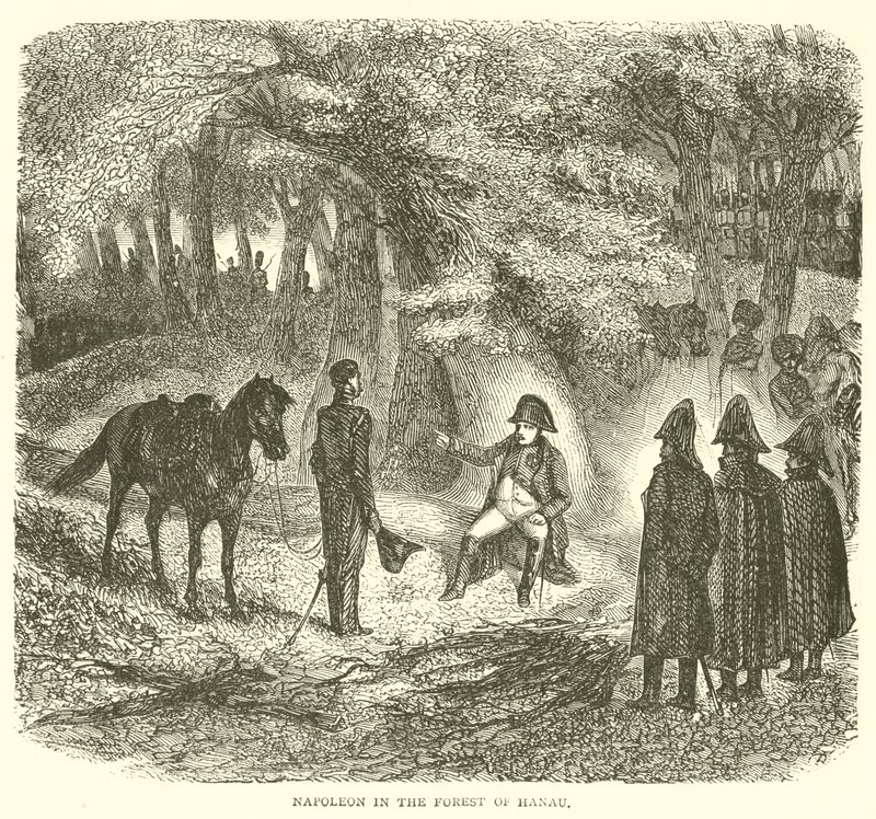 Napoleon i skoven ved Hanau (gravering) af French School