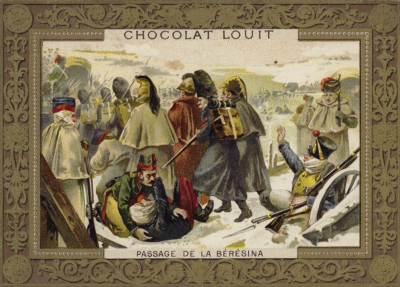 Napoleons Grande Armee krydser floden Berezina på tilbagetoget fra Rusland, 1812 af French School