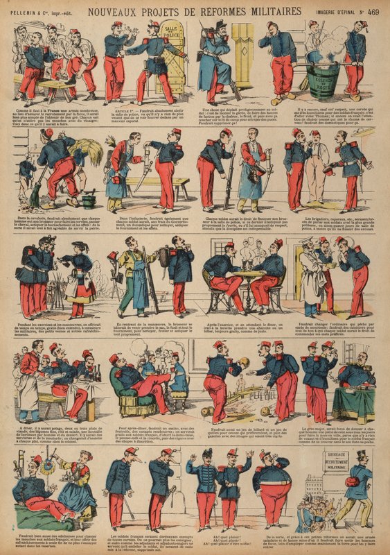 Nye reformprojekter i den franske hær (farvegravering) af French School