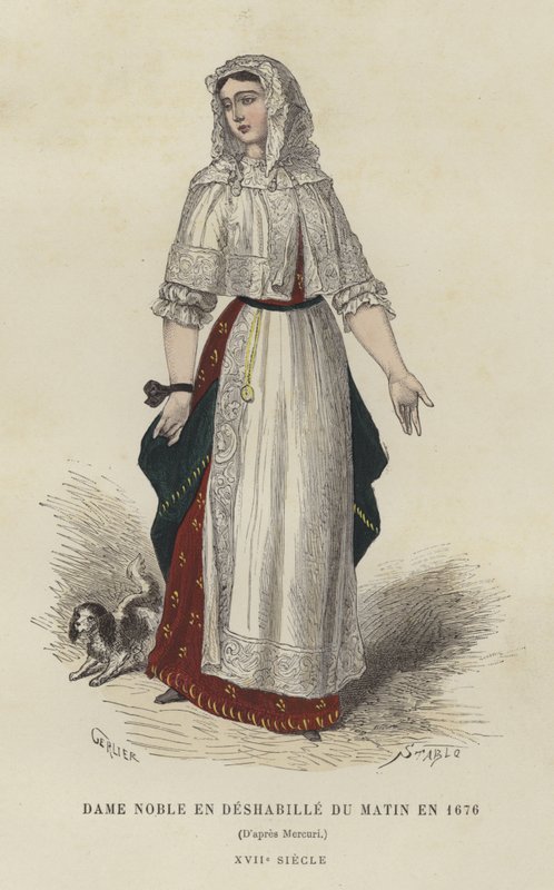 Adelskvinde i morgenkjole, 1676 af French School