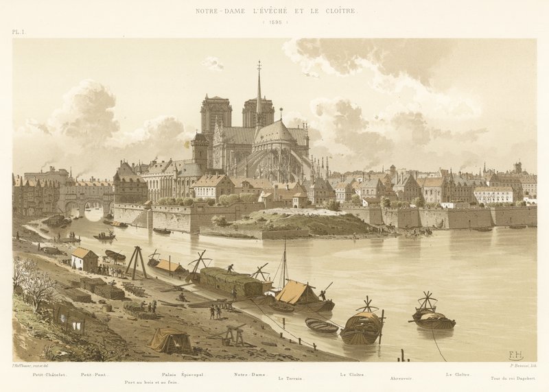 Notre-Dame lEveche and the Cloister, 1595 af French School
