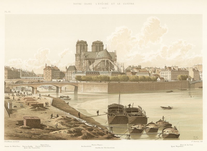 Notre-Dame lEveche og Klosteret, 1830 af French School