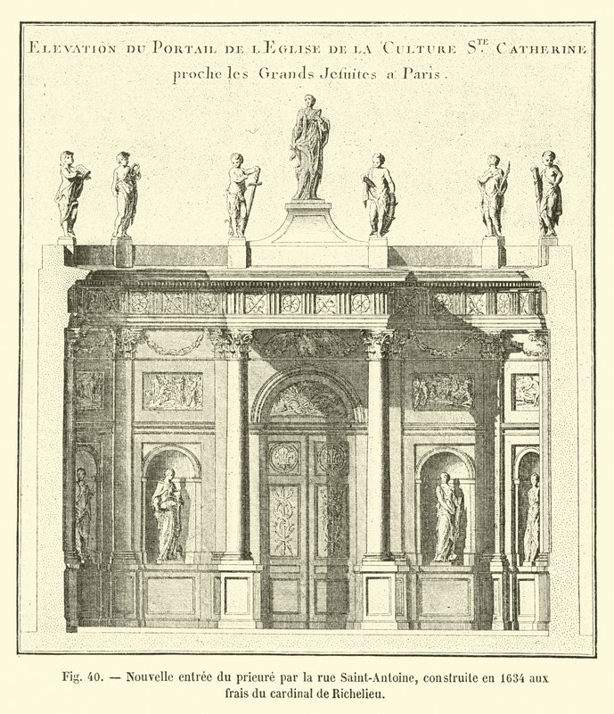 Ny indgang til priorinden ved rue Saint-Antoine, bygget i 1634 på bekostning af kardinal de Richelieu af French School