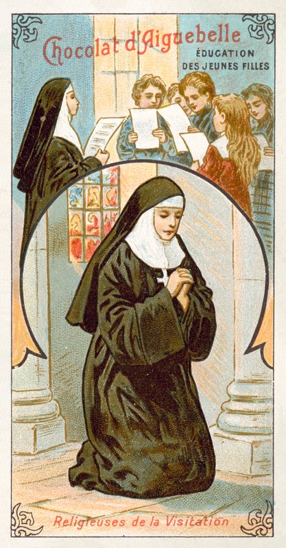 Nonner af den hellige Marias besøgsorden (chromolitho) af French School