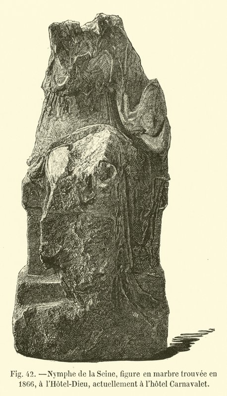 Seinenymfe, marmorfigur fundet i 1866, på Hotel-Dieu, i øjeblikket på Hotel Carnavalet af French School