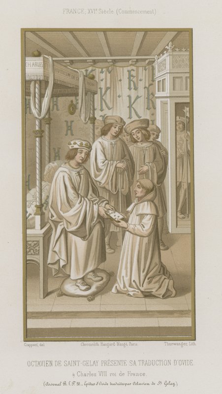 Octavian de Saint Gelais præsenterer sin oversættelse af Ovid af French School