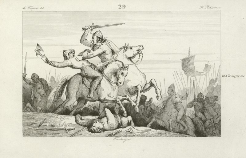 Odo, King of Western Francia, battling the Vikings  af French School