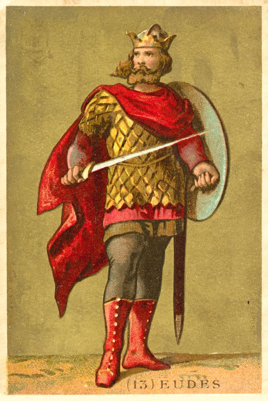 Odo af Frankrig, konge af Vestfrankien (chromolitho) af French School
