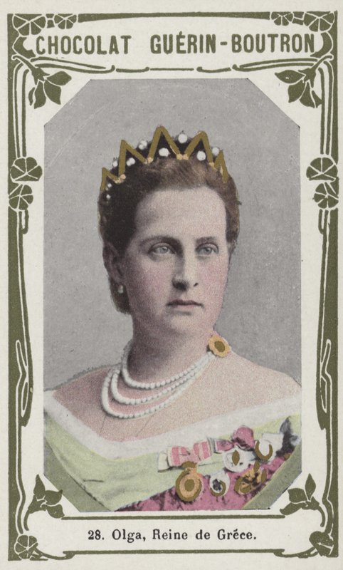 Olga, dronning af Grækenland (farvet foto) af French School