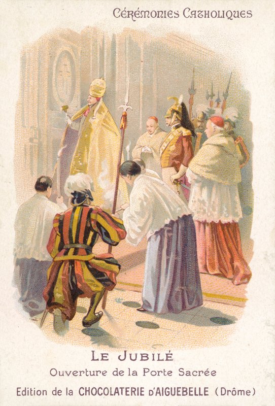 Åbning af den hellige dør af paven, Jubilee (chromolitho) af French School
