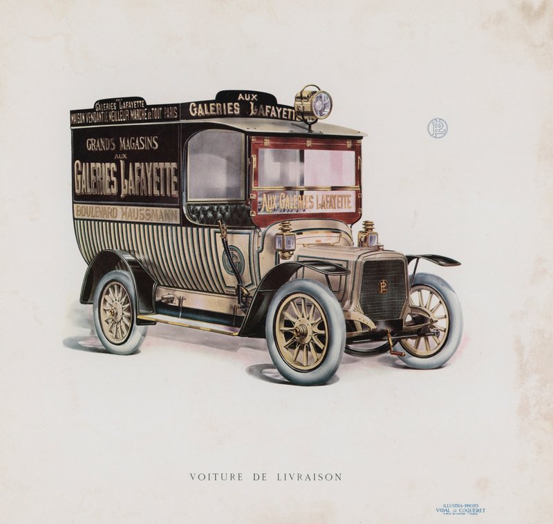 Side fra Panhard & Levassors katalog (farve litho) af French School
