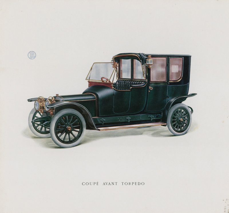 Side fra Panhard & Levassors katalog (farve litho) af French School