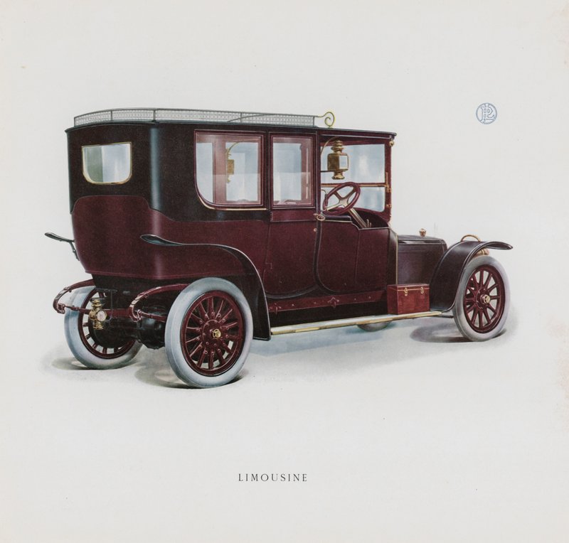 Side fra Panhard & Levassors katalog (farve litho) af French School
