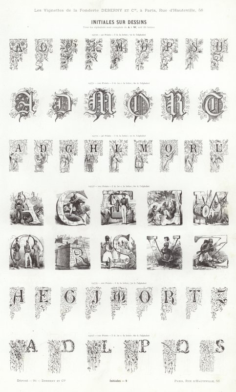 Side fra typografiske vignetter (gravering) af French School