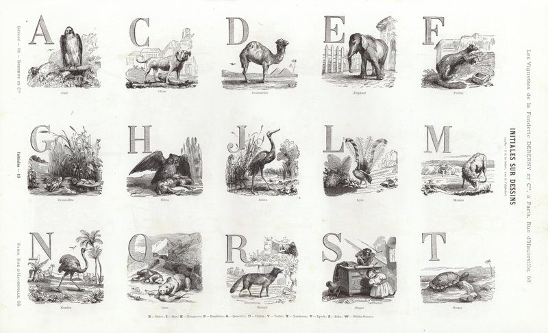 Side fra typografiske vignetter (gravering) af French School