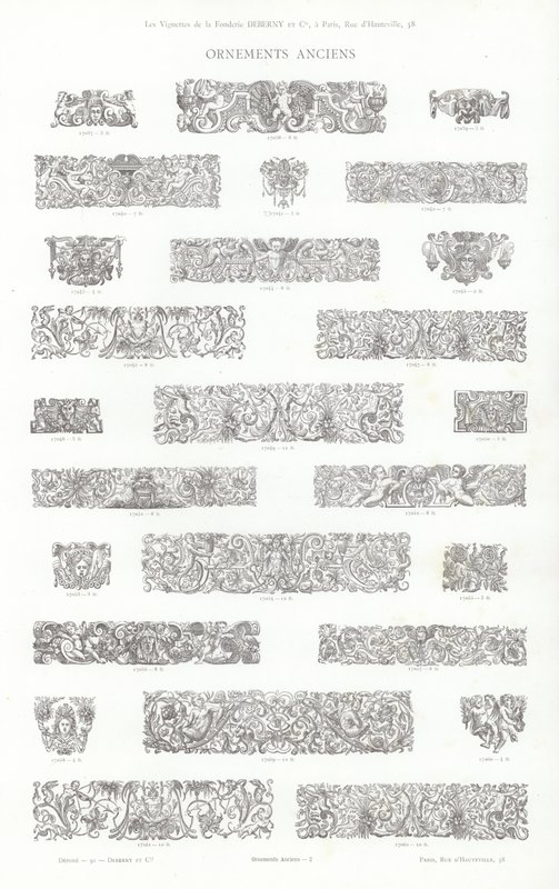 Side fra typografiske vignetter (gravering) af French School