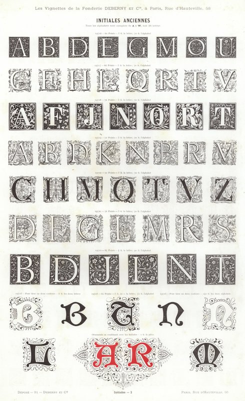 Side fra typografiske vignetter (gravering) af French School