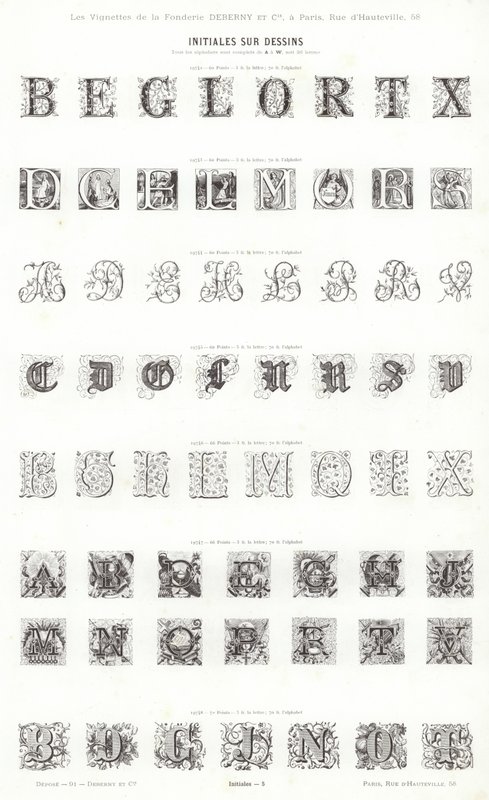Side fra typografiske vignetter (gravering) af French School