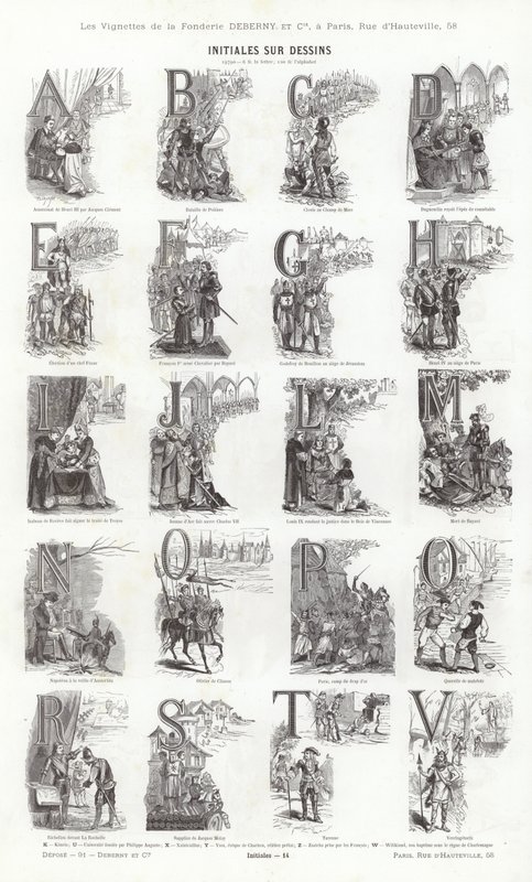 Side fra typografiske vignetter (gravering) af French School