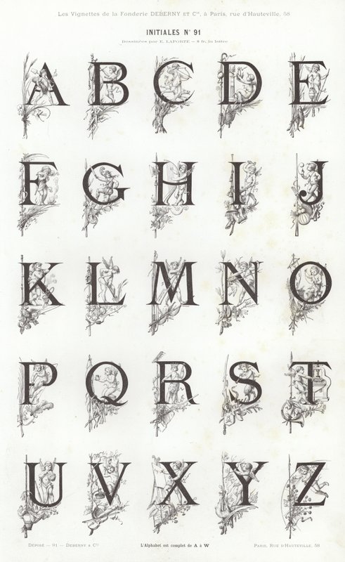 Side fra typografiske vignetter (gravering) af French School