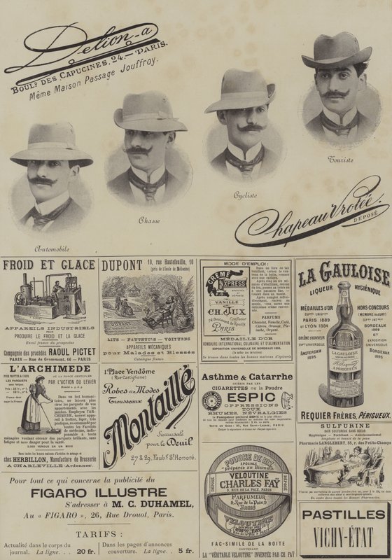 Side med annoncer fra Le Figaro Illustre, december 1897 (fotos) af French School