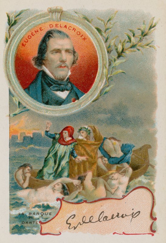 Maler Eugene Delacroix med skildring af Dante og Virgil i Helvede af French School