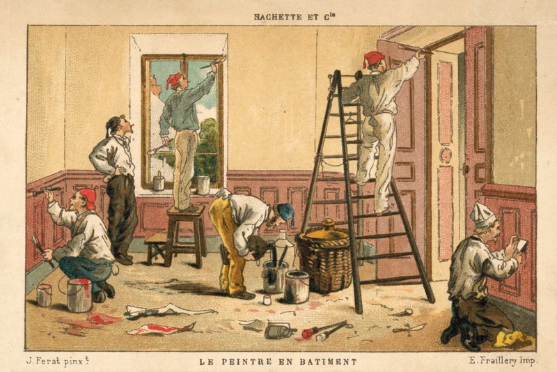 Maling af det indre af en bygning (chromolitho) af French School