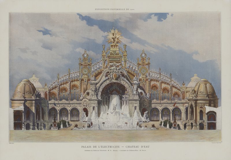 Palace of Electricity and Chateau of Water, Verdensudstilling 1900, Paris (farve litho) af French School