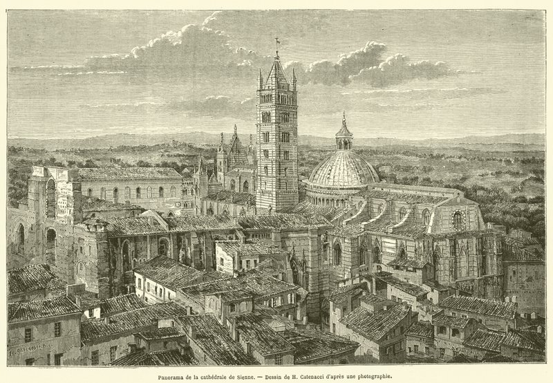 Panorama af Siena-katedralen (gravering) af French School