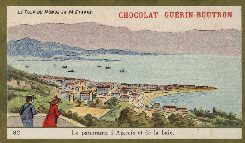 Panorama over Ajaccio og bugten (chromolitho) af French School