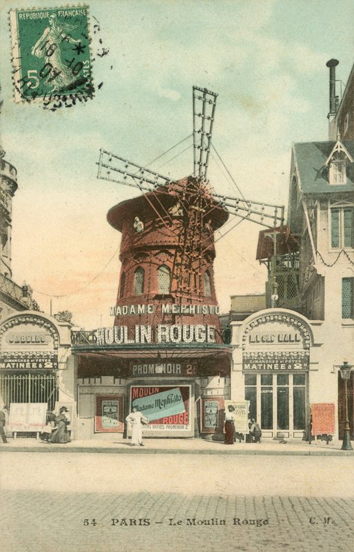 Paris, Moulin Rouge (farvefoto) af French School