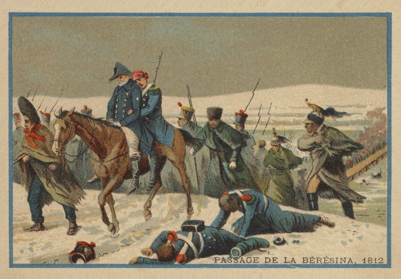 Passage af Berezina i 1812 af French School
