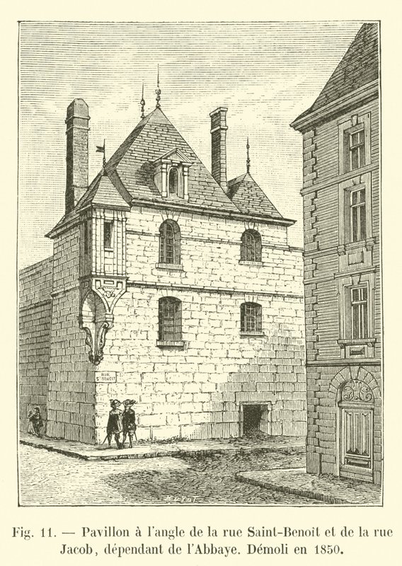 Pavillon på hjørnet af rue Saint-Benoit og rue Jacob, afhængig af klosteret, revet ned i 1850 af French School