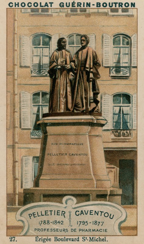 Pelletier, 1788-1842, Caventou, 1795-1877, professorer i farmaci, Erigee Boulevard St-Michel af French School