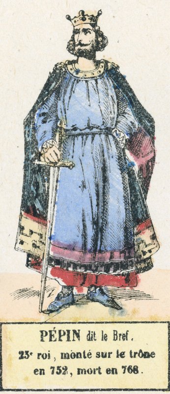 Pepin dit le Bref, 23. konge, besteg tronen i 752, døde i 768 (farvestik) af French School