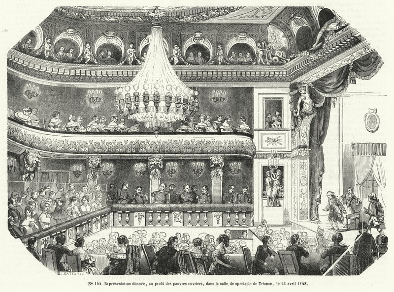 Præstation givet til fordel for fattige arbejdere i Trianon, Versailles af French School