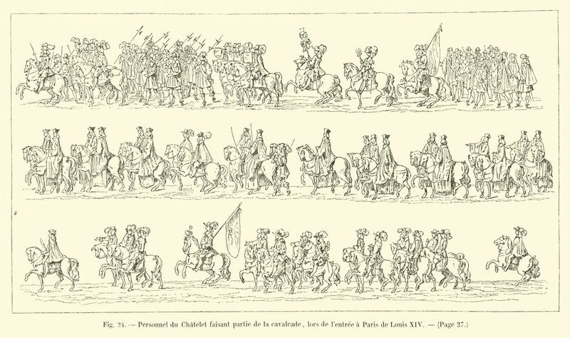 Chatelet-personale, der var en del af kavalkaden, da Ludvig XIV gik ind i Paris af French School
