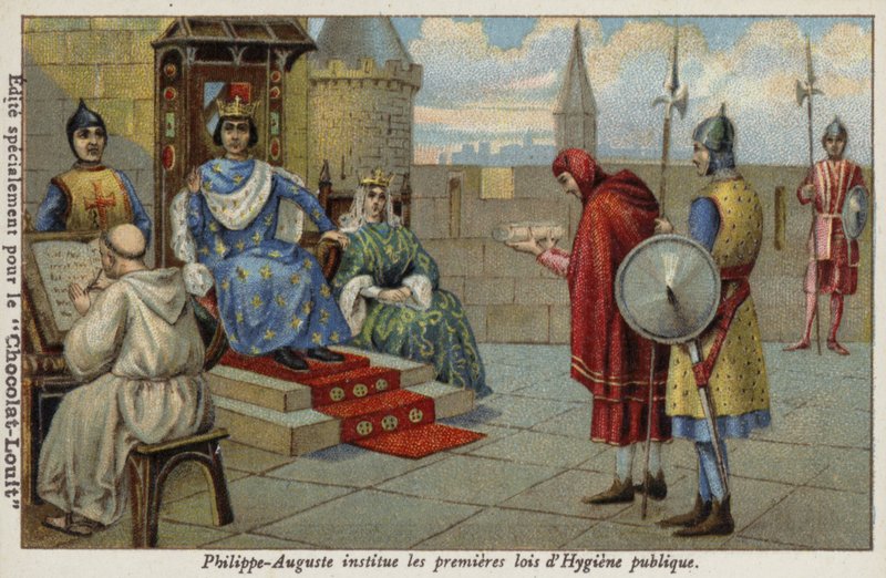 Philip Augustus, konge af Frankrig, ved at etablere de første love vedrørende offentlig hygiejne af French School