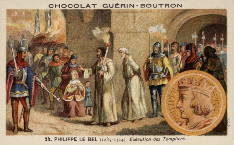 Philip The Fair og henrettelsen af tempelridderne, 1314 af French School