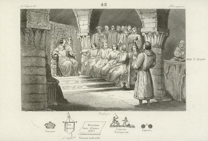 Philip V of France and the States General reject the claim to the throne of Joan II of Navarre, c1317  af French School