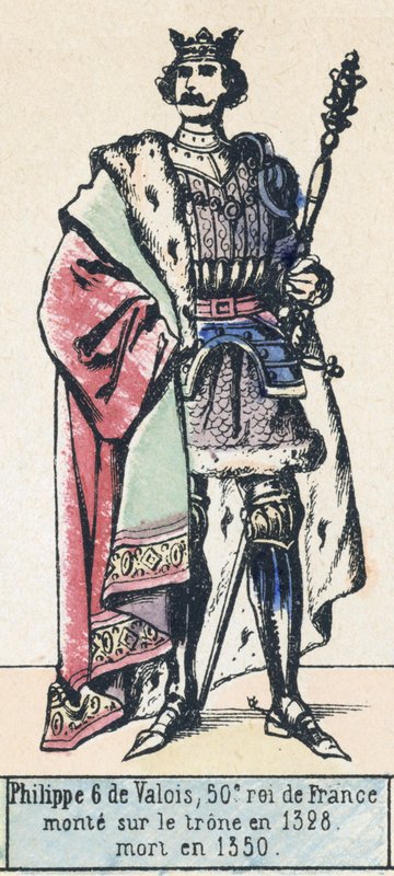 Philippe 6 de Valois, 50. konge af Frankrig, besteg tronen i 1328, døde i 1350 (farvestik) af French School
