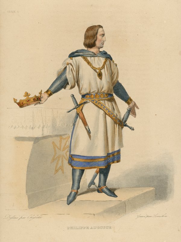 Philippe Auguste (farvet gravering) af French School