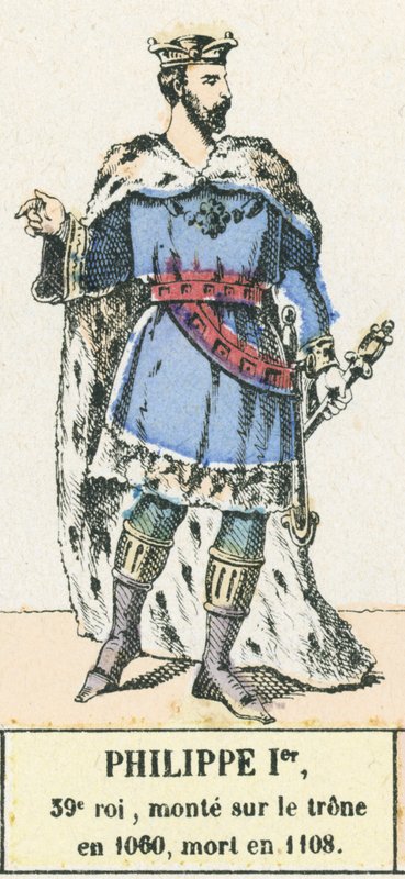 Filip I, 39. konge, besteg tronen i 1060, døde i 1108 (farvestik) af French School
