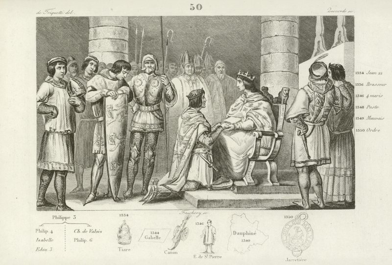 Philippe VI af Valois hylder Edward III af England, men kun som hertug af Aquitaine af French School