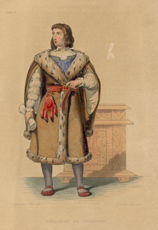 Philippe de Commines (farvet gravering) af French School
