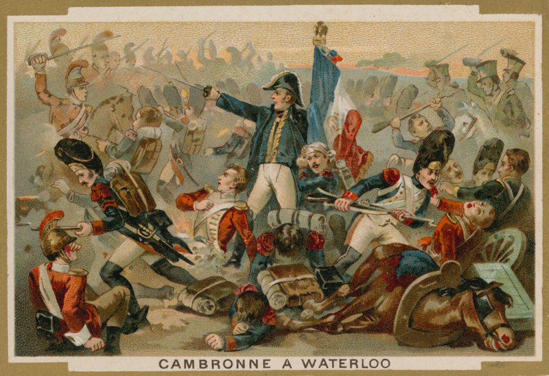 Pierre Cambronne, fransk general, ved slaget ved Waterloo, 1815 af French School